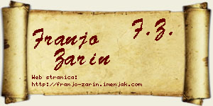 Franjo Zarin vizit kartica